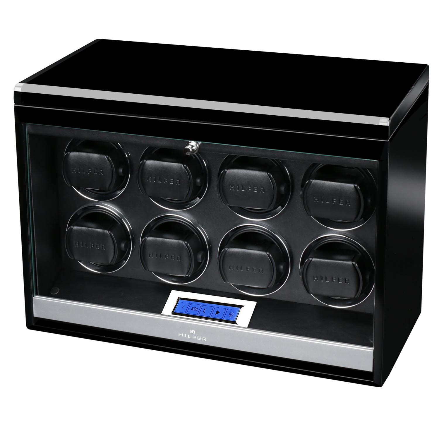 Hilfer T8BB-F-9-LED шкатулка с автоподзаводом для 8 часов